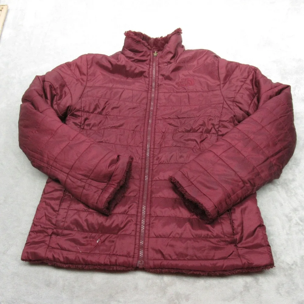 The North Face Jacket Girl Large Maroon Reversible Mossbud Insulated Puffer READ